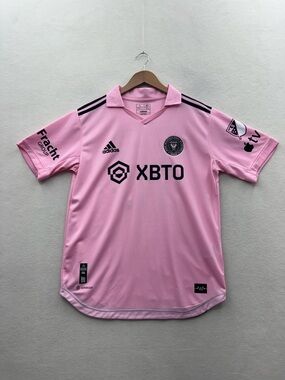 Adidas Men’s Large Lionel Messi 10 Inter Miami Jersey Pink Soccer Football Shirt